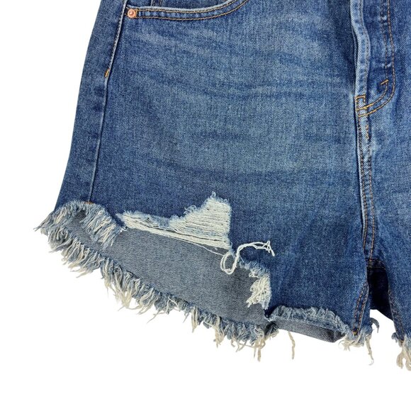 Wild Fable Denim Shorts Womens Size 10 High Rise Distressed Angled Hem - Picture 4 of 11